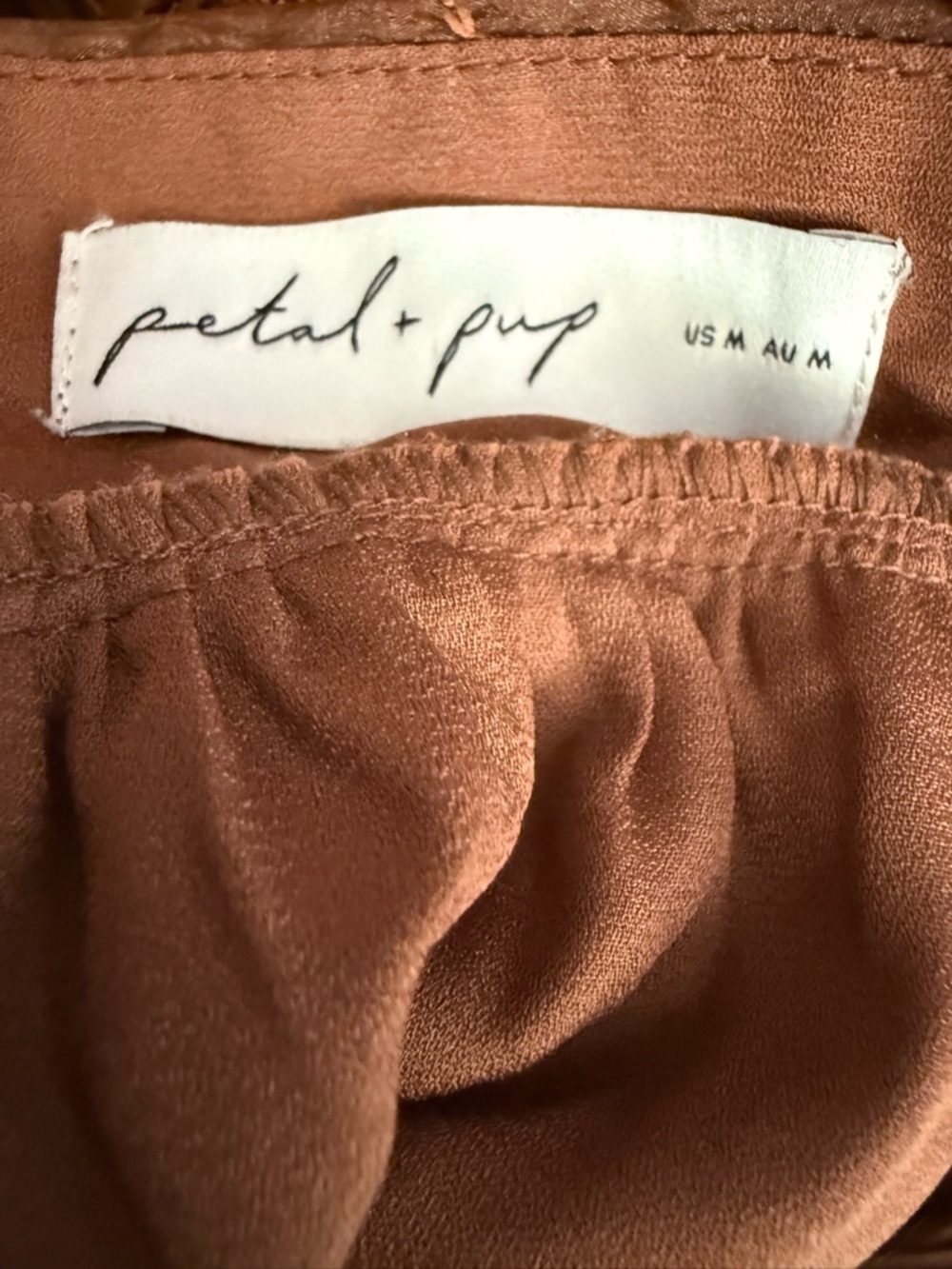 Petal & Pup Harmony Maxi Brown Dress Floral Embroidered Lace Back Size Medium - Picture 9 of 10